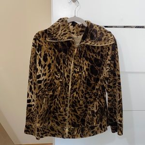 Y2k velour cheetah zip up